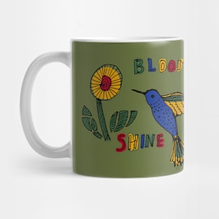 Bloom shine humming bird flower minimal art Mug